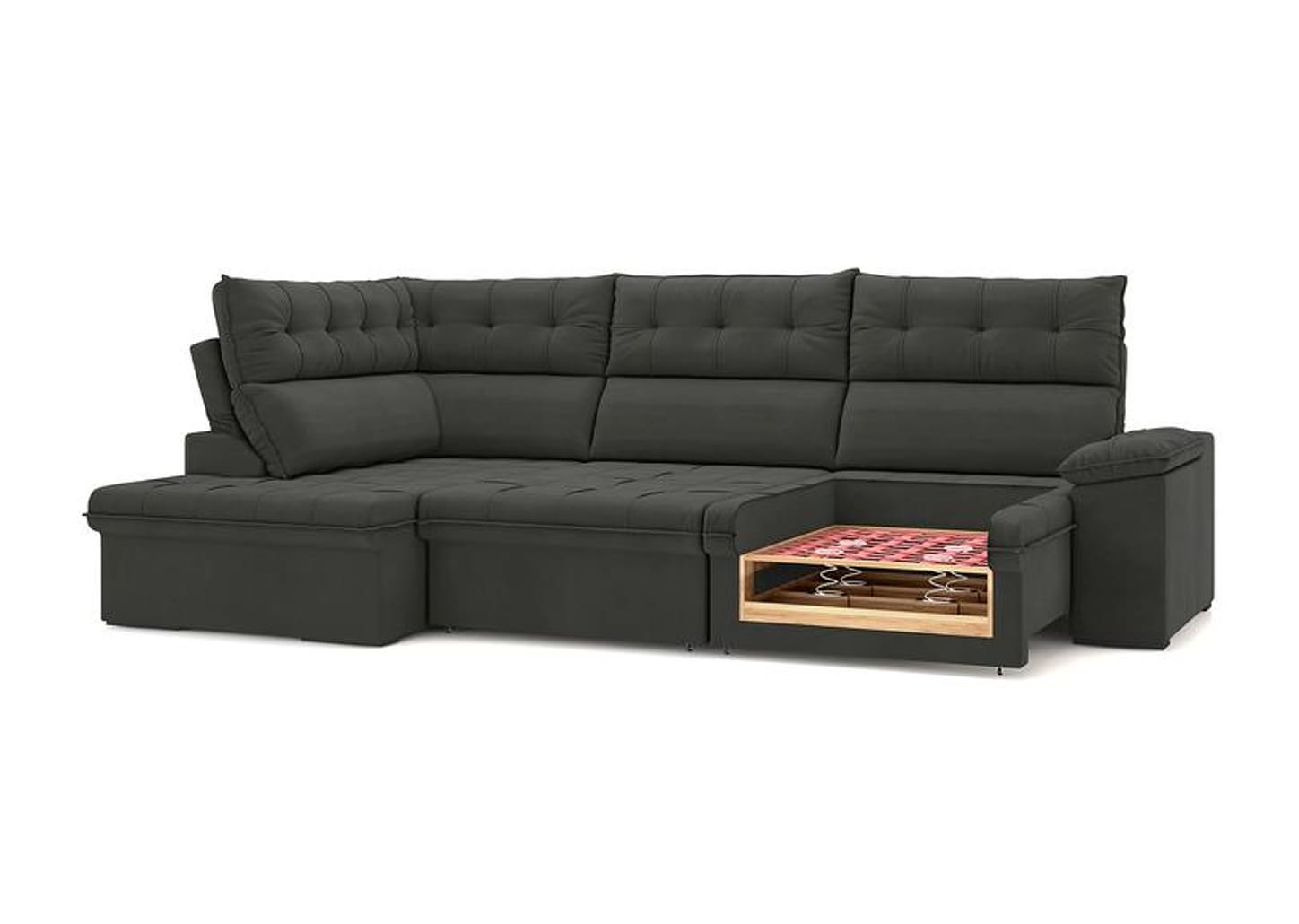 Sofá de Canto 6 Lugares Retrátil Reclinável Suede Veludo Madrid Flexforma Estofados
