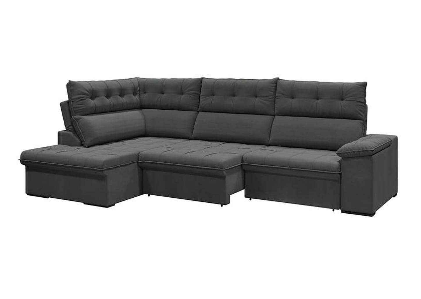 Sofá de Canto 6 Lugares Retrátil Reclinável Suede Veludo Madrid Flexforma Estofados