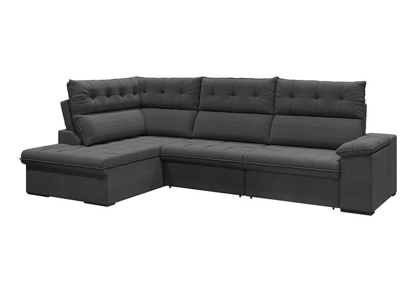Sofá de Canto 6 Lugares Retrátil Reclinável Suede Veludo Madrid Flexforma Estofados