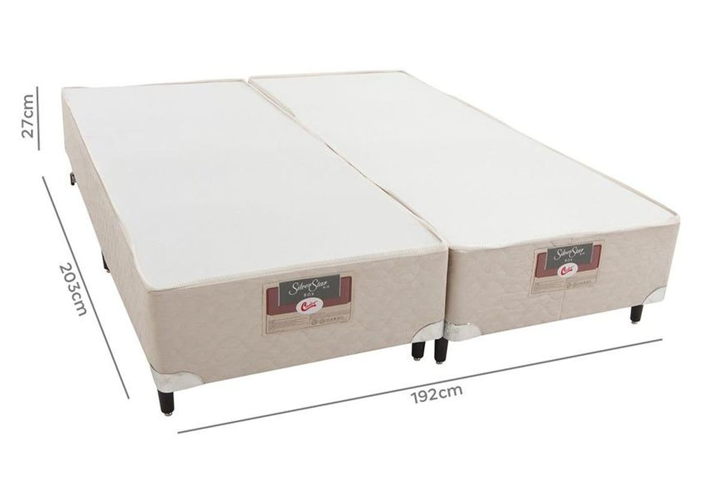 Box para Colchão King Size Castor Bipartido 27cm de Altura Silver Star Air