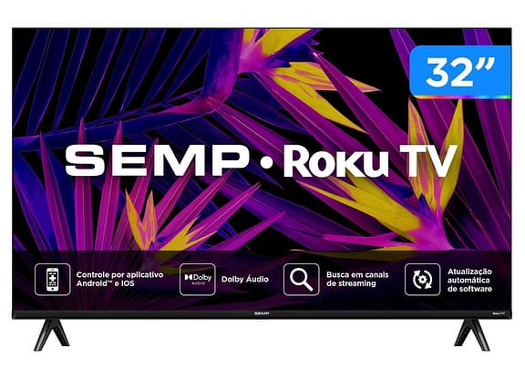 Smart TV 32" HD LED Semp 32R6610 Wi-Fi 3 HDMI 1 USB