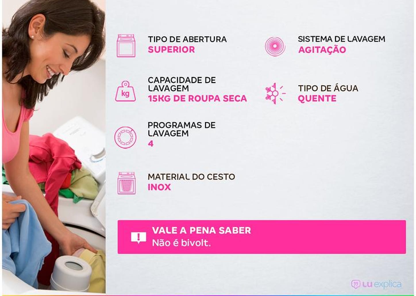 Lavadora de Roupas Brastemp 15kg Cesto Inox 4 Programas de Lavagem Água Quente Cinza BWT15A9