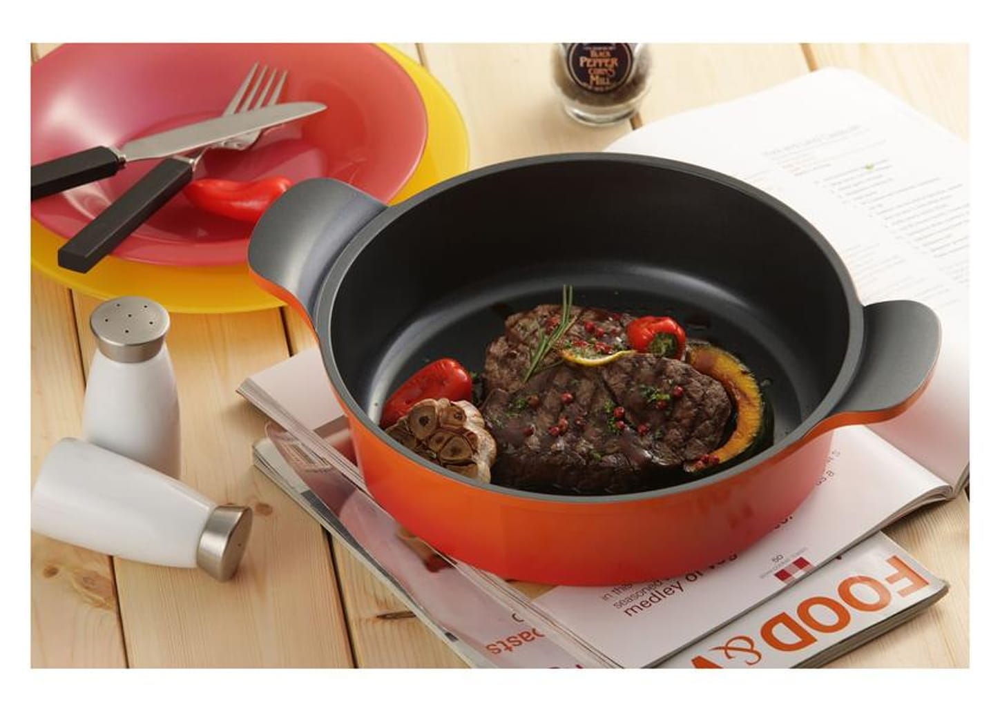 Jogo de Panelas Neoflam Revestimento Cerâmico de Alumínio Laranja 5 Peças Venn