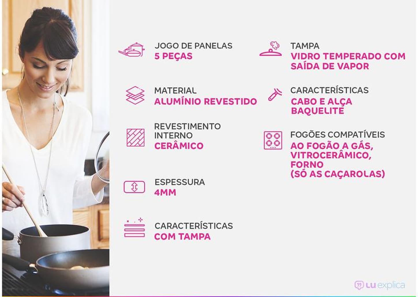 Jogo de Panelas Neoflam Revestimento Cerâmico de Alumínio Laranja 5 Peças Venn