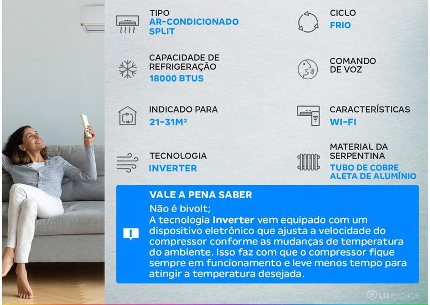 Ar-condicionado Split Gree Inverter 18.000 BTUs Frio GWC18ATD-D6DNA2A