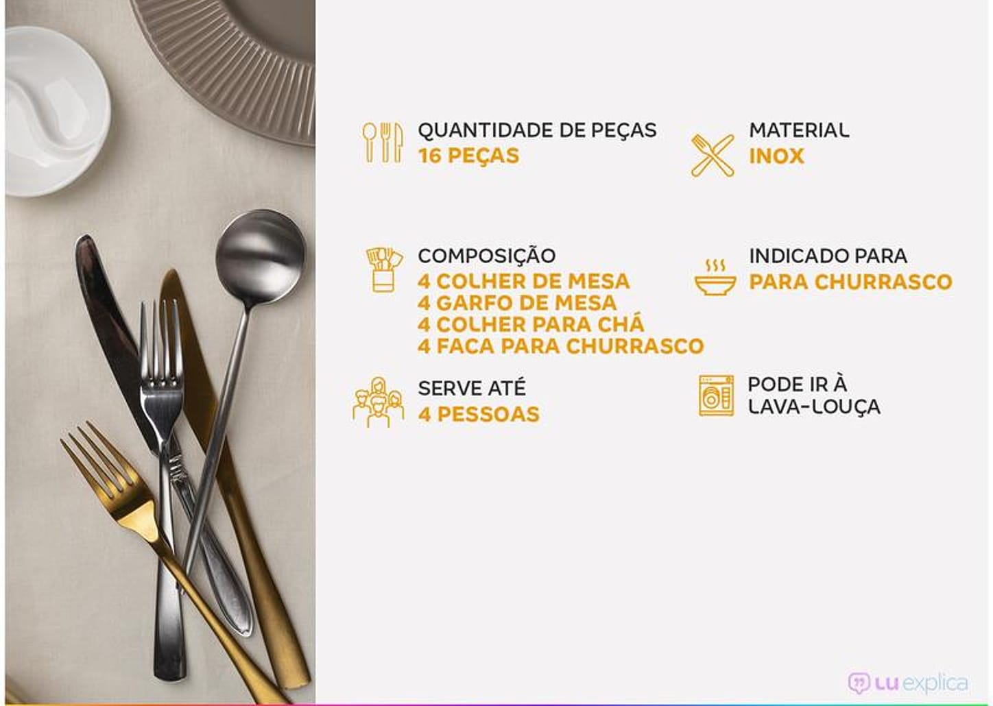 Faqueiro Tramontina Inox 16 Peças Laguna 66906420