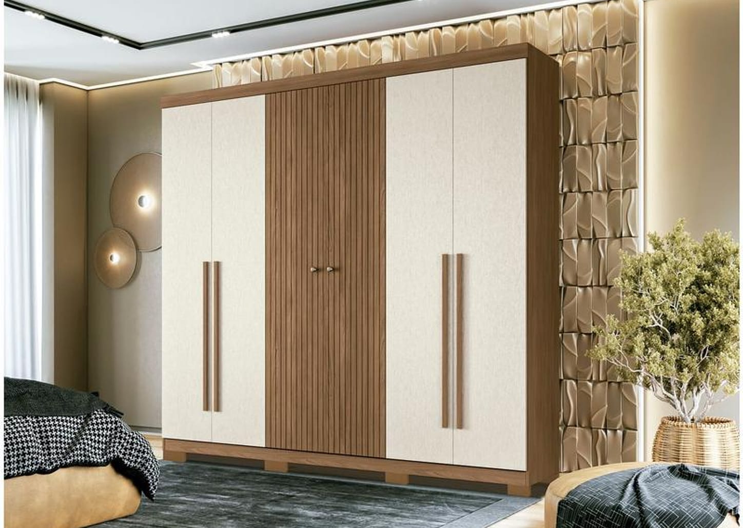 Guarda-roupa Casal 6 Portas 4 Gavetas - Santos Andira Buriti