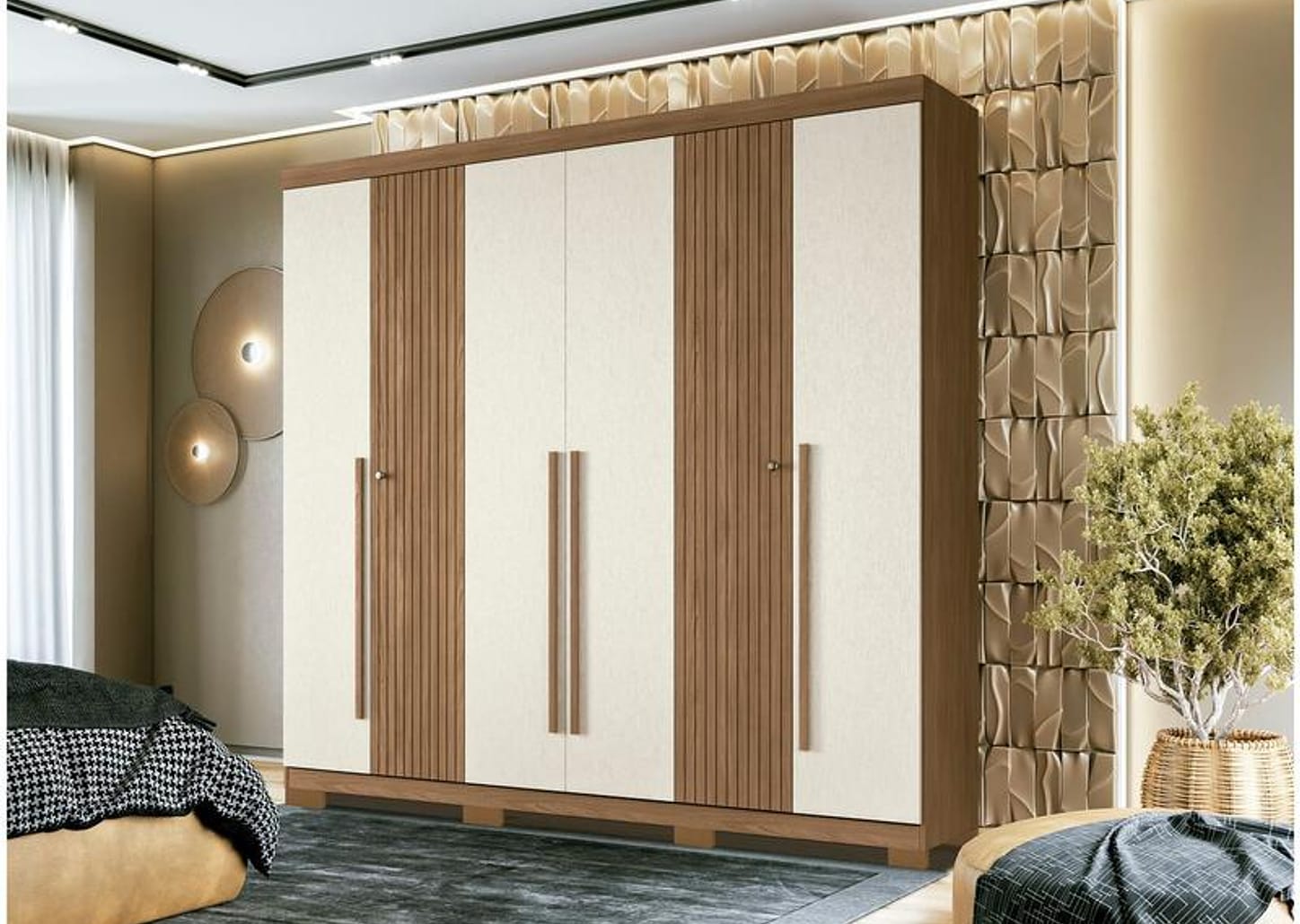 Guarda-roupa Casal 6 Portas 4 Gavetas - Santos Andira Buriti