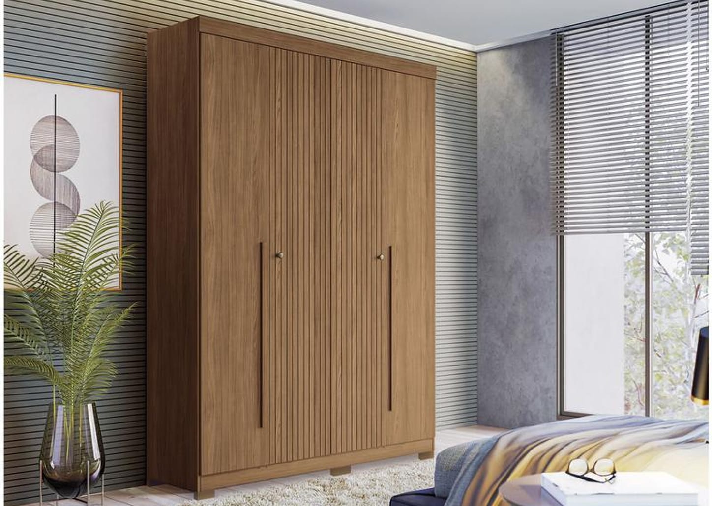 Guarda-roupa Solteiro 4 Portas 2 Gavetas - Santos Andirá Buriti