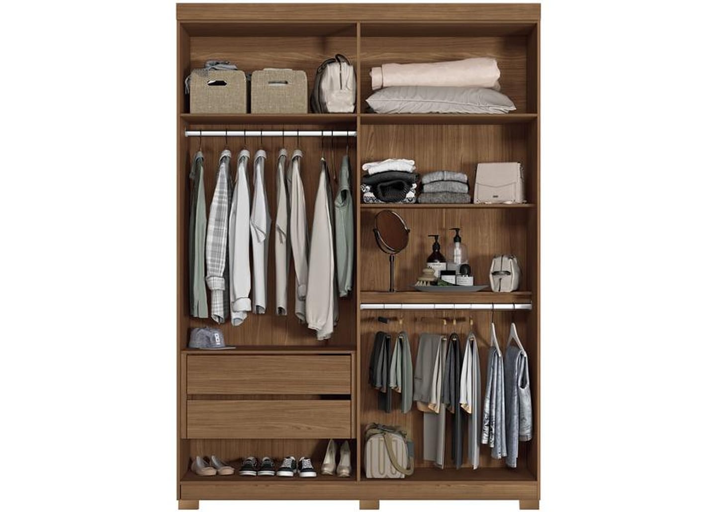 Guarda-roupa Solteiro 4 Portas 2 Gavetas - Santos Andirá Buriti