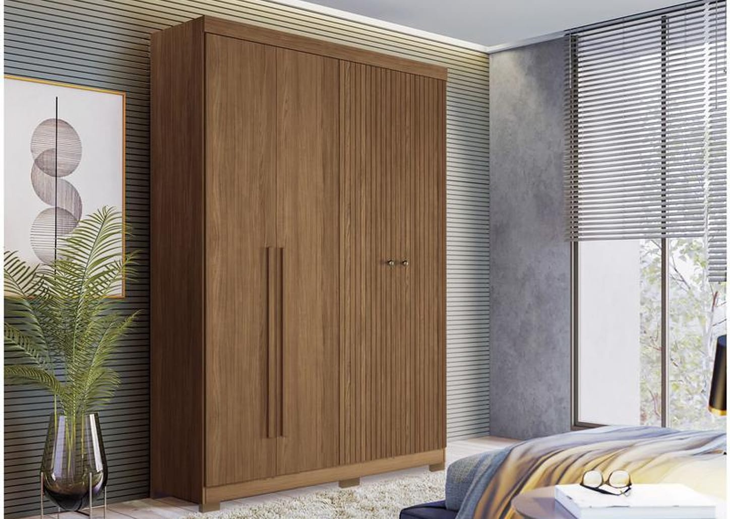 Guarda-roupa Solteiro 4 Portas 2 Gavetas - Santos Andirá Buriti