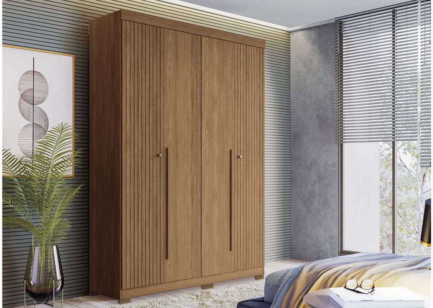 Guarda-roupa Solteiro 4 Portas 2 Gavetas - Santos Andirá Buriti