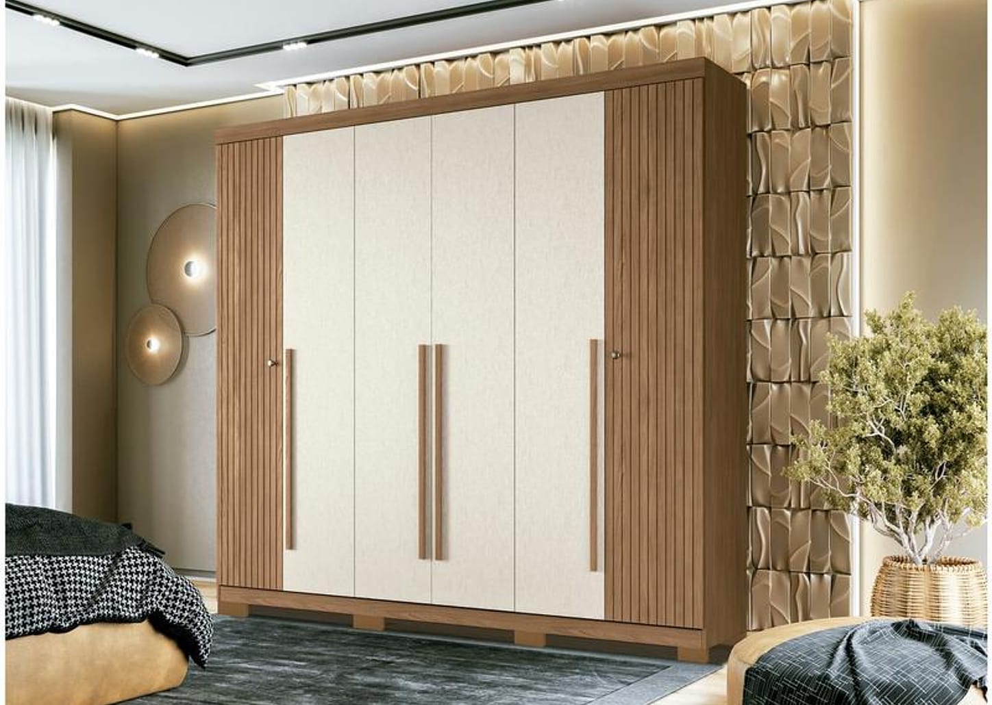 Guarda-roupa Casal 6 Portas 4 Gavetas - Santos Andira Buriti