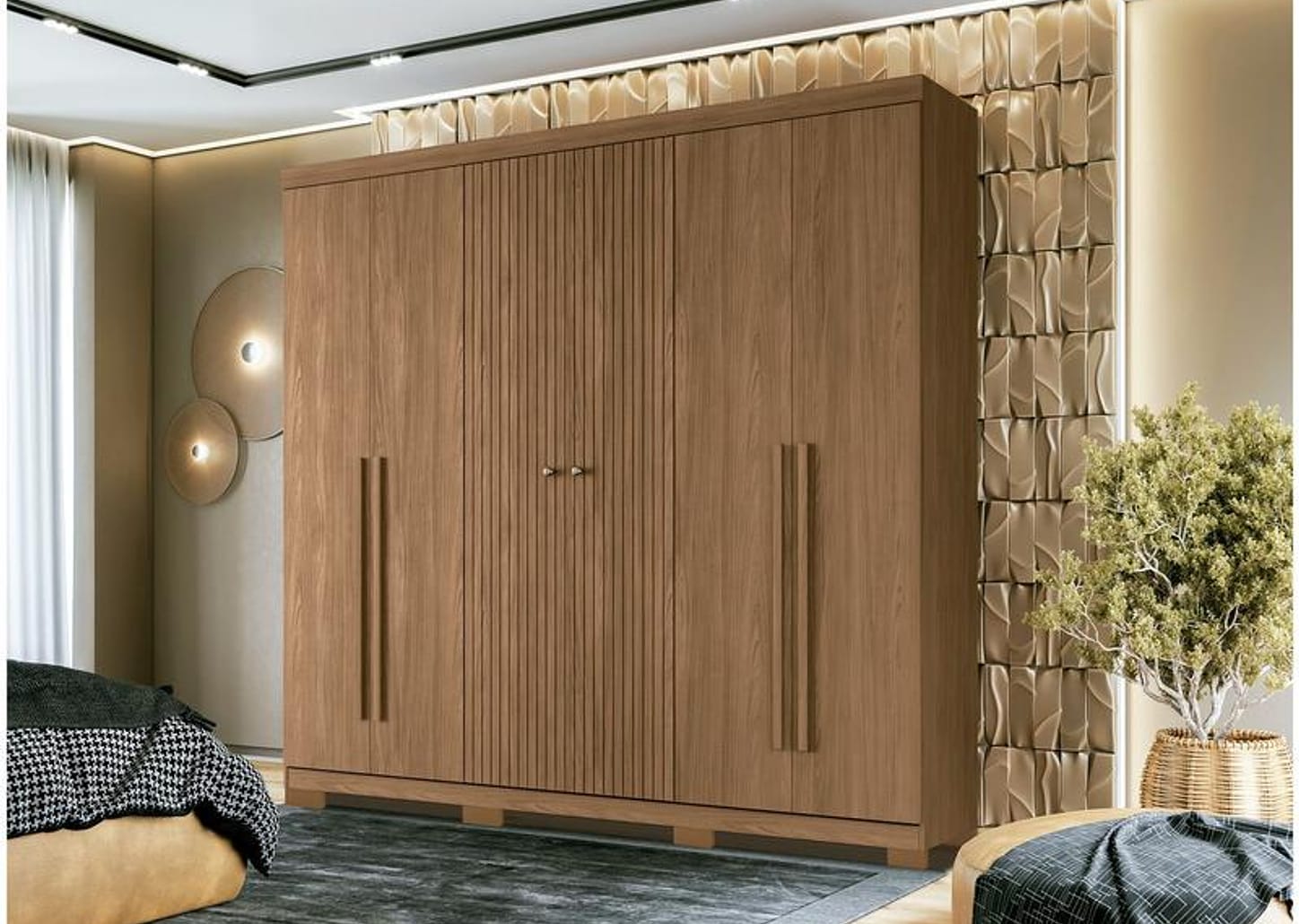 Guarda-roupa Casal 6 Portas 4 Gavetas - Santos Andira Buriti