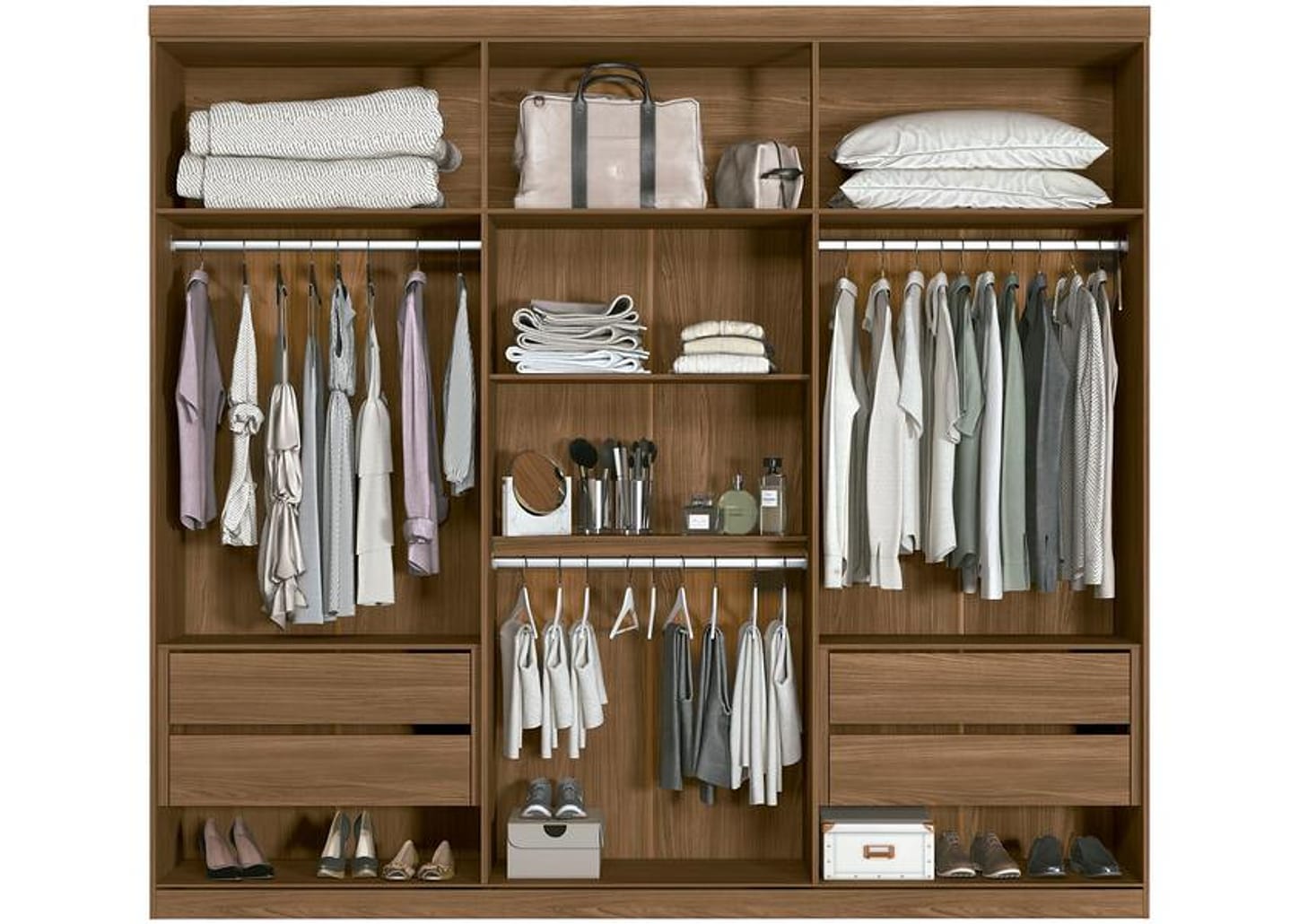 Guarda-roupa Casal 6 Portas 4 Gavetas - Santos Andira Buriti