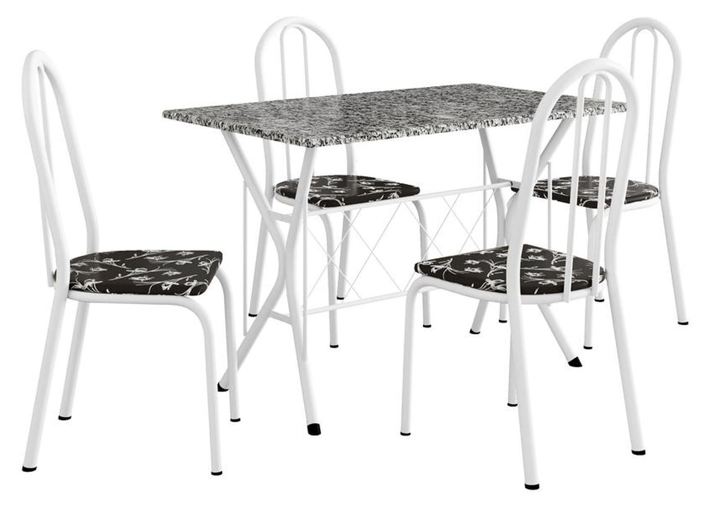 Mesa de Jantar 4 Cadeiras Retangular Branca Artefamol Ravena