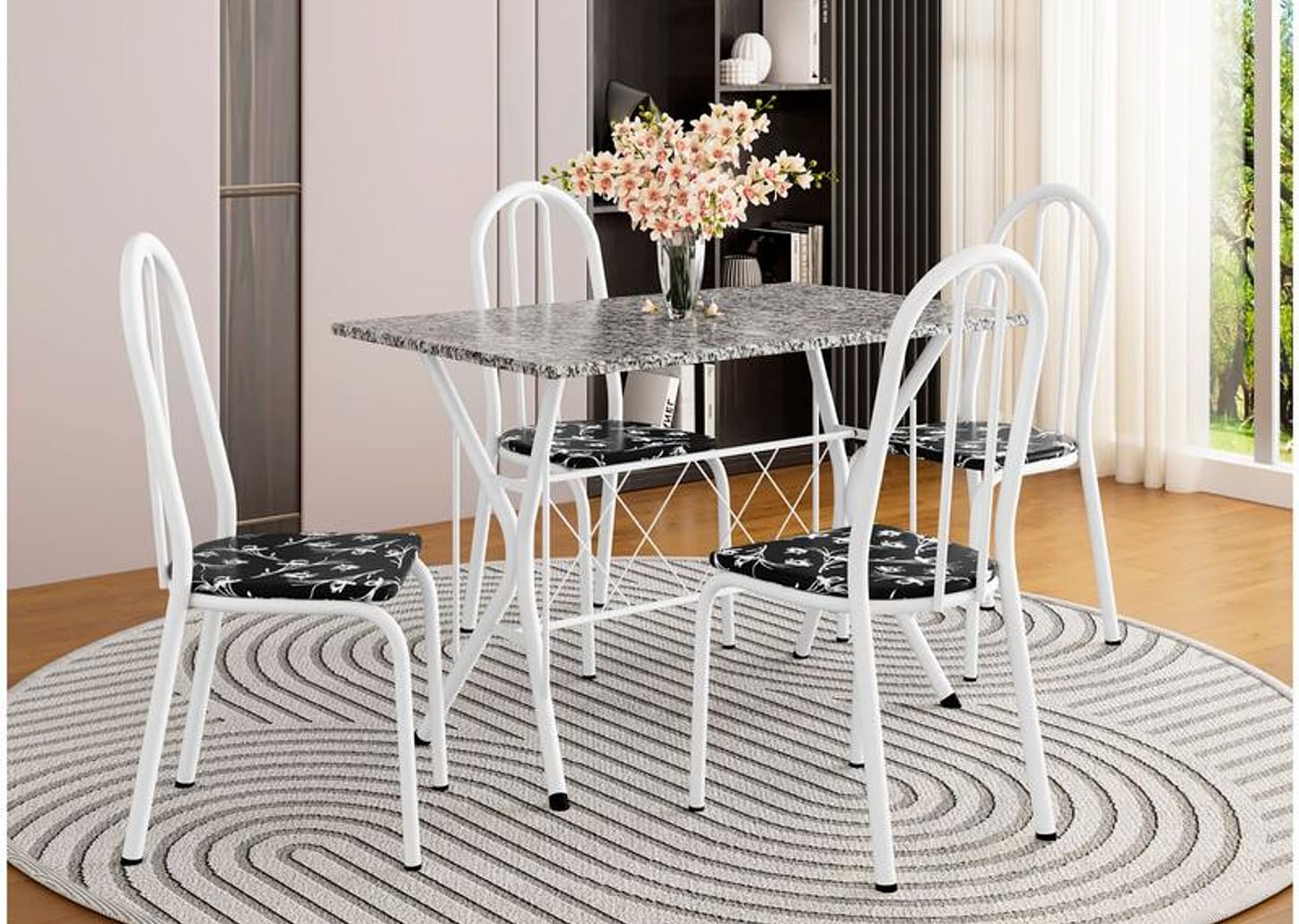 Mesa de Jantar 4 Cadeiras Retangular Branca Artefamol Ravena