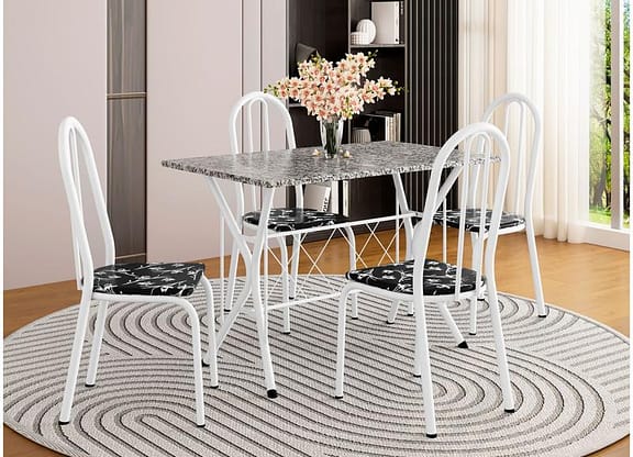 Mesa de Jantar 4 Cadeiras Retangular Branca Artefamol Ravena