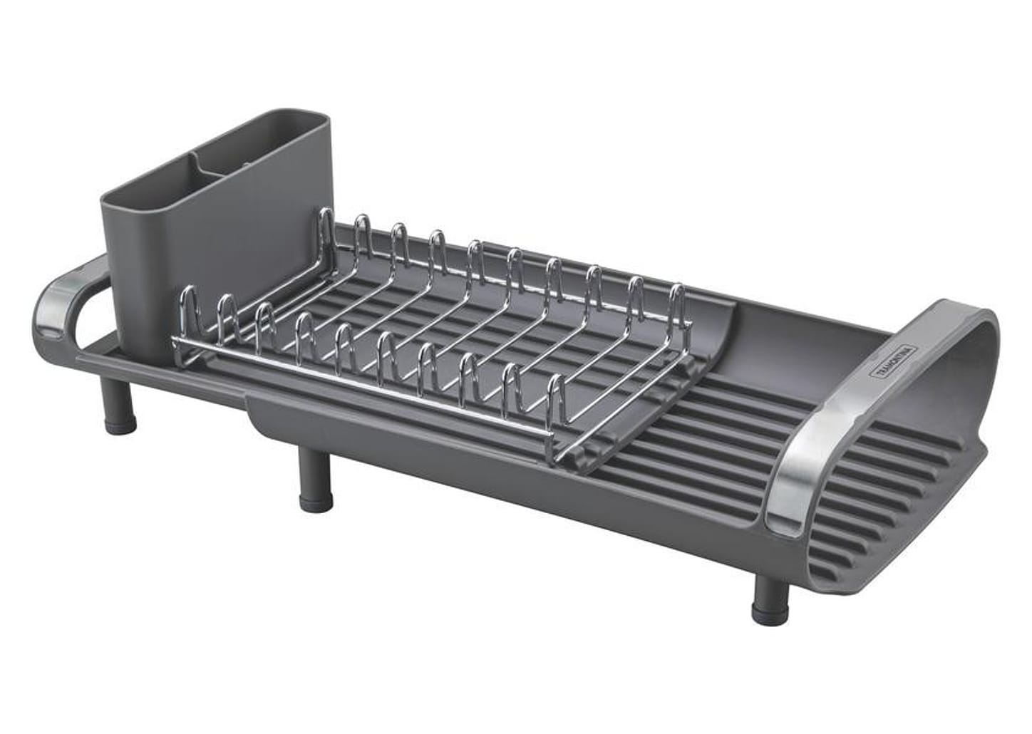 Escorredor de Louça Inox Tramontina Plurale Grafite 9 Pratos com Secador e Porta Talheres