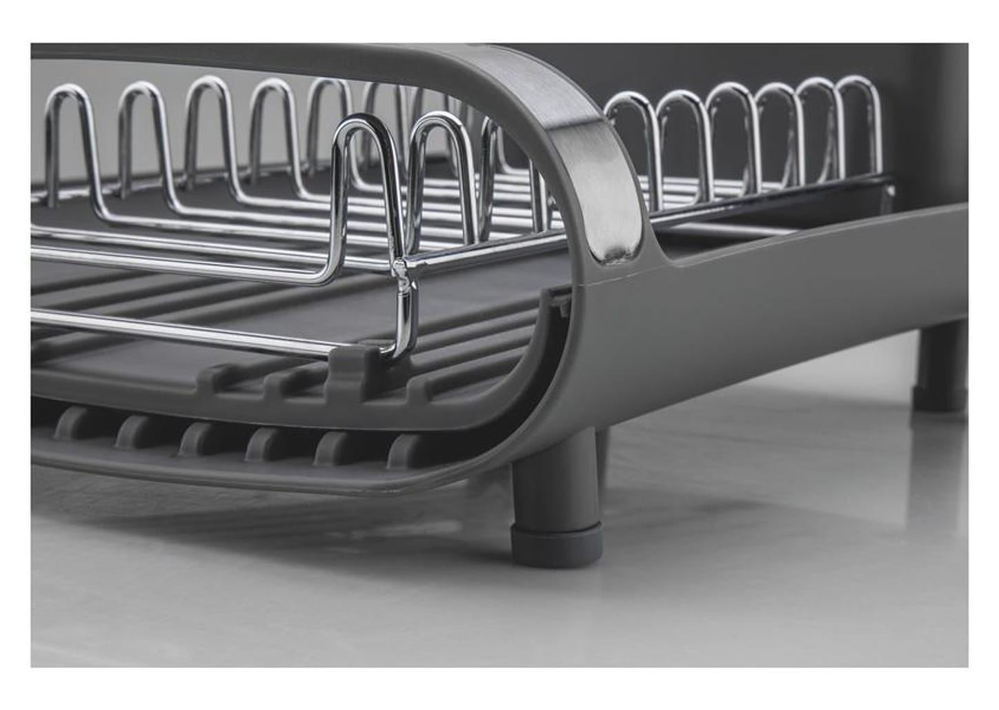 Escorredor de Louça Inox Tramontina Plurale Grafite 9 Pratos com Secador e Porta Talheres