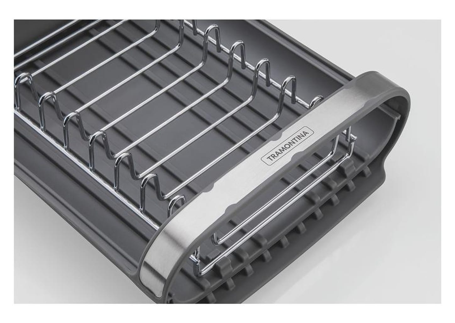 Escorredor de Louça Inox Tramontina Plurale Grafite 9 Pratos com Secador e Porta Talheres