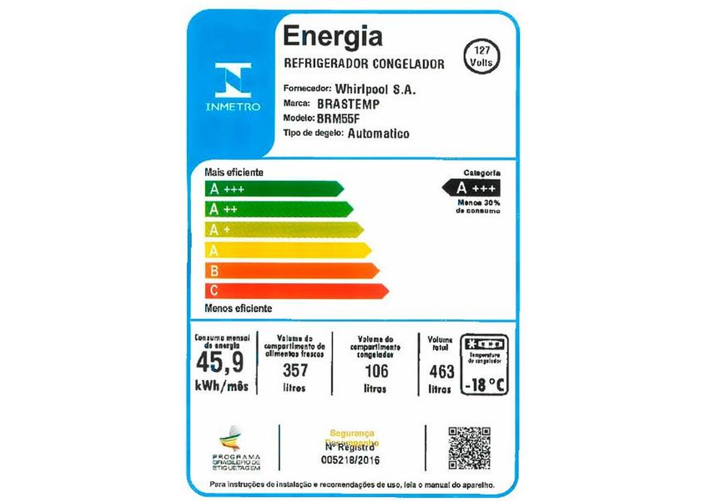 Geladeira/Refrigerador Brastemp Frost Free Duplex - Branca 463L BRM55FB