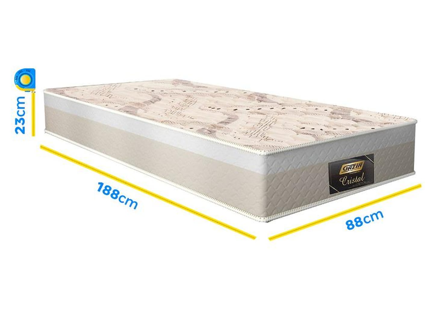 Colchão Solteiro Gazin de Mola D28 23x88x188cm Cristal