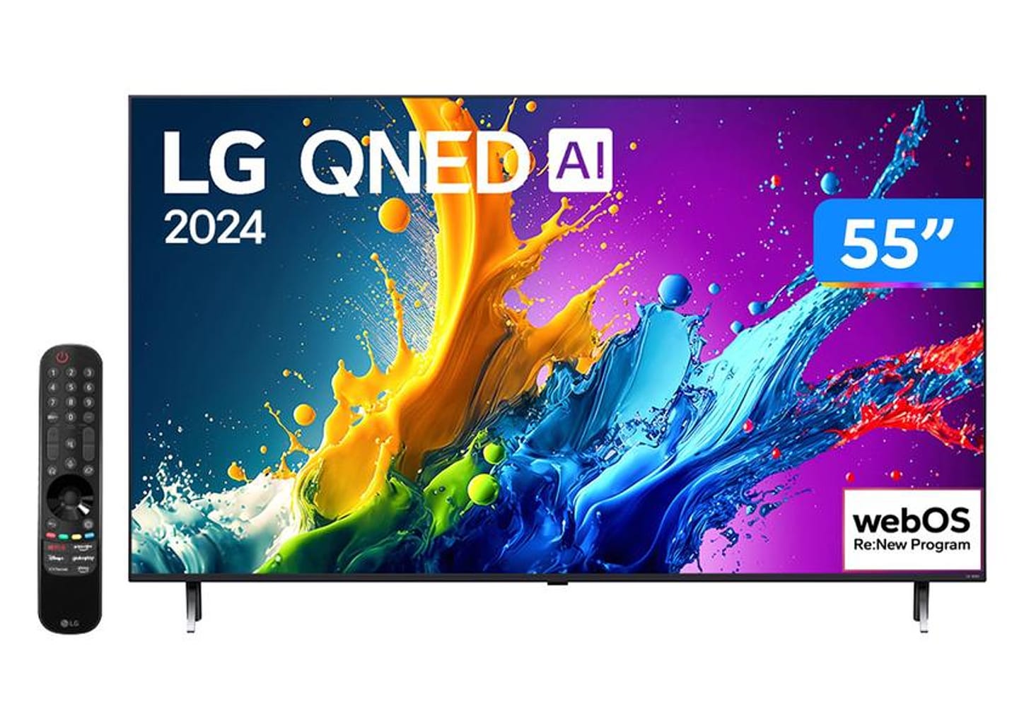 Smart TV 55" 4K UHD QNED LG 55QNED80TSA Wi-Fi Bluetooth com Alexa 3 HDMI 2 USB