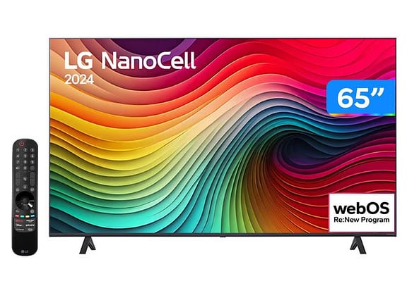 Smart TV 65" 4K UHD NanoCell LG 65NANO80TSA Wi-Fi Bluetooth com Alexa 3 HDMI 2 USB