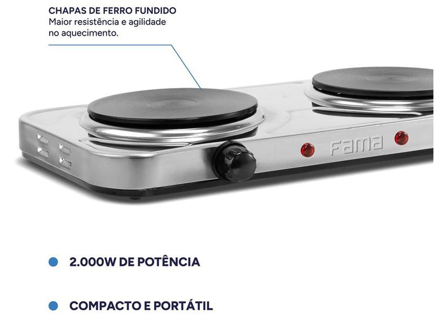 Fogão 2 Bocas de Mesa Fama Inox FFG01