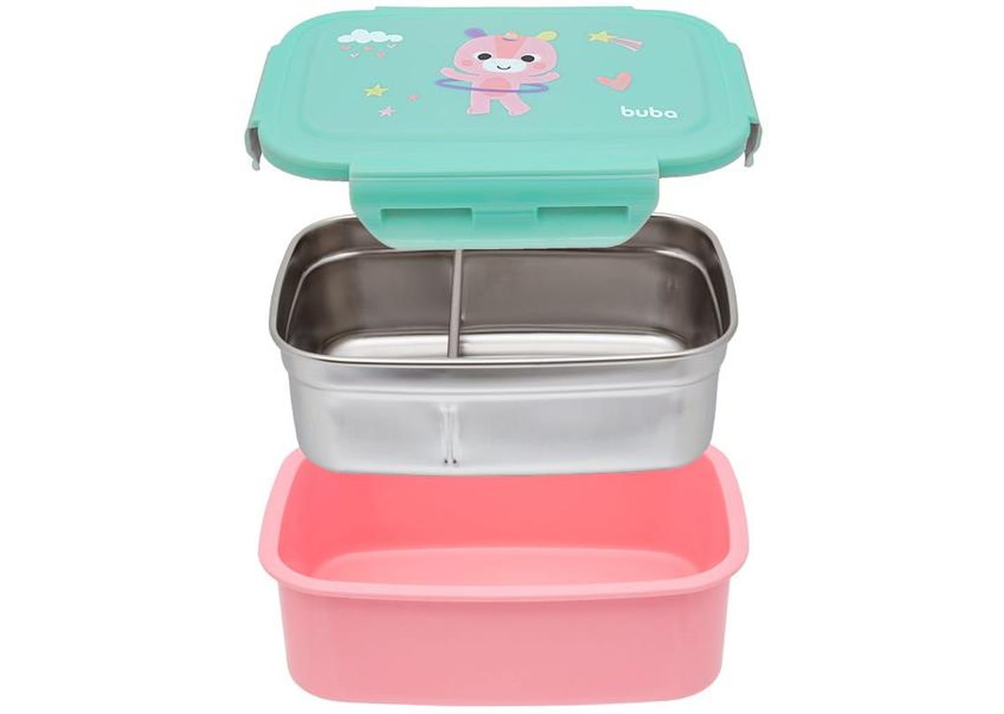 Pote de Plástico Hermético Buba com Tampa - Retangular 600ml Buba Zoo Bentô Box