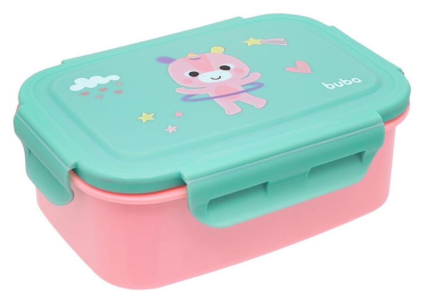 Pote de Plástico Hermético Buba com Tampa - Retangular 600ml Buba Zoo Bentô Box