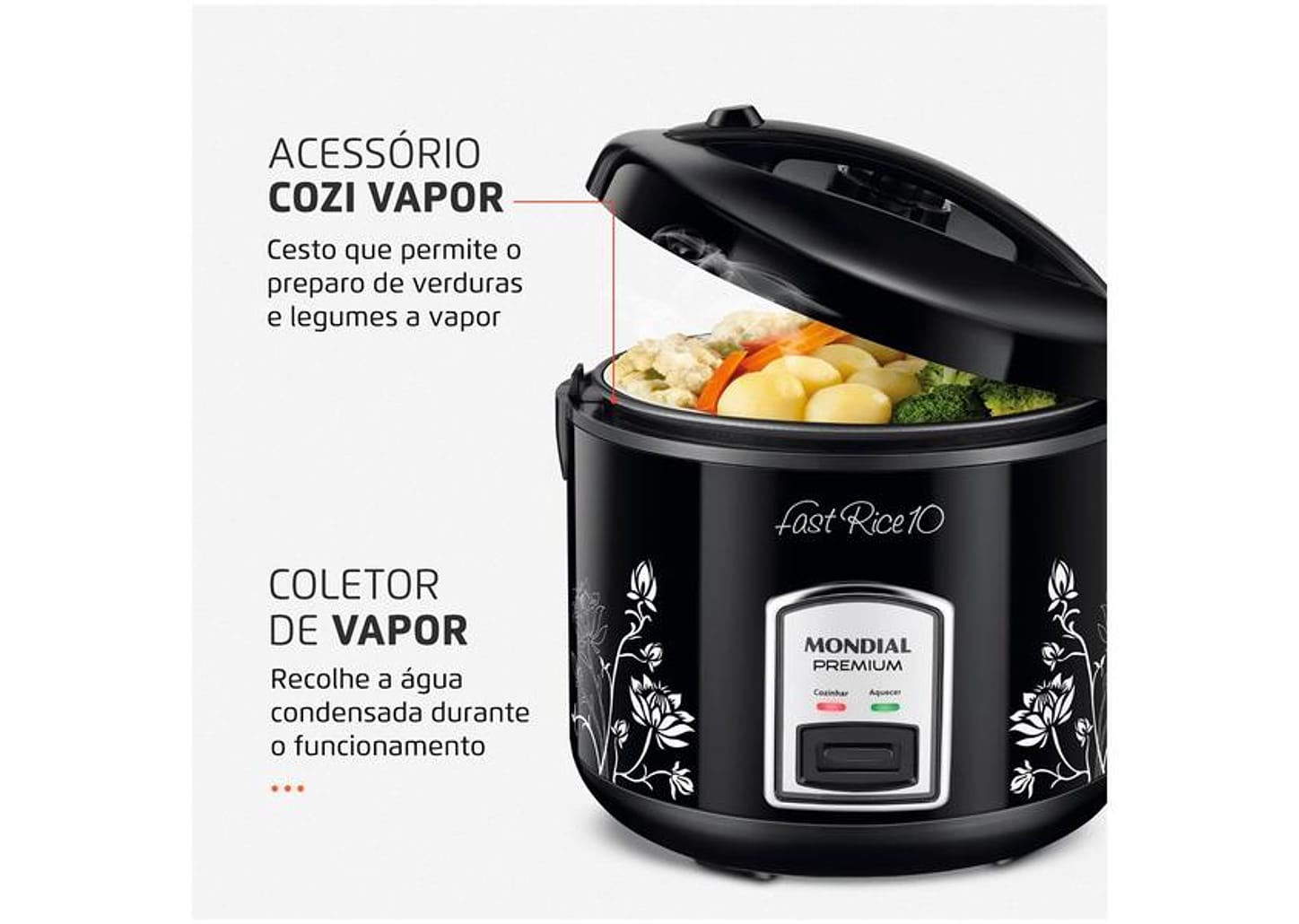 Panela de Arroz Elétrica 10 Xícaras Mondial Fast Rice 10 PE-44-10X