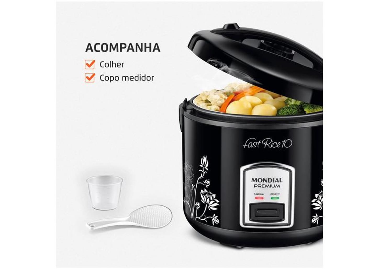 Panela de Arroz Elétrica 10 Xícaras Mondial Fast Rice 10 PE-44-10X