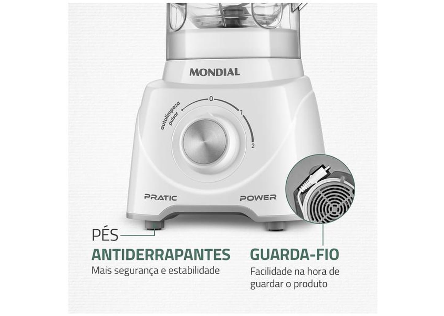 Liquidificador Mondial Pratic Power L-97-W 2 Velocidades + Pulsar 550W Branco