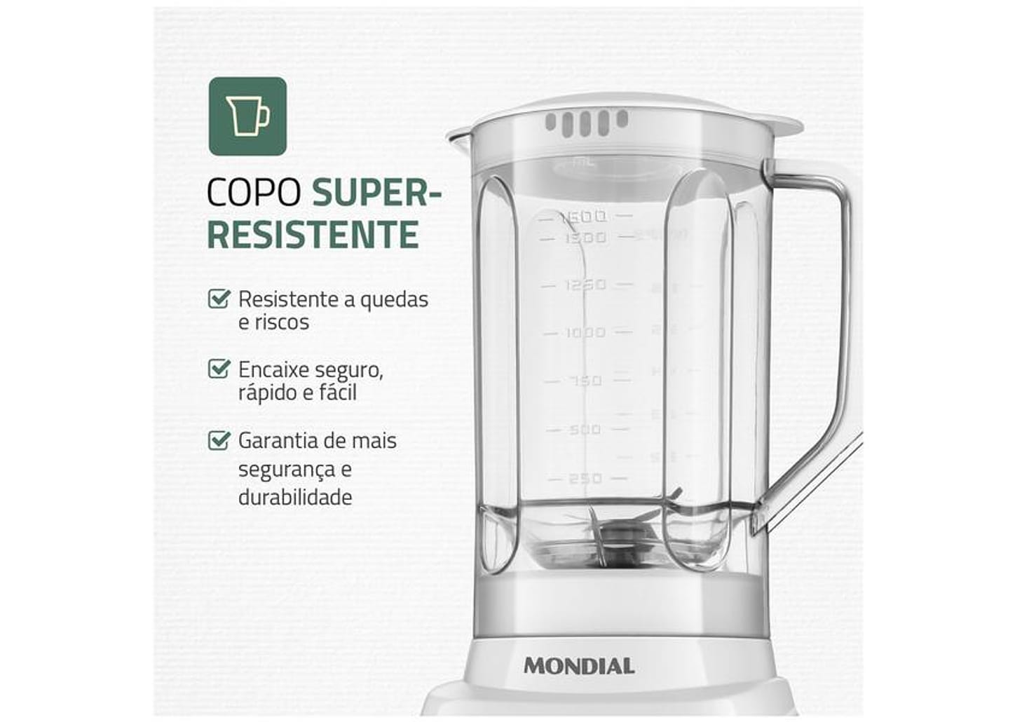 Liquidificador Mondial Pratic Power L-97-W 2 Velocidades + Pulsar 550W Branco