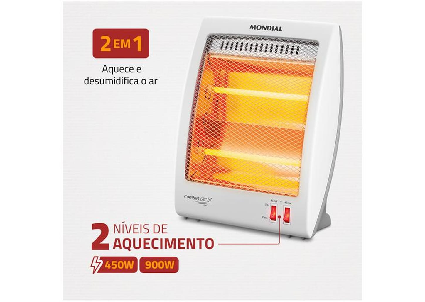 Aquecedor Quartzo Mondial Comfort Air III A-16 Portátil