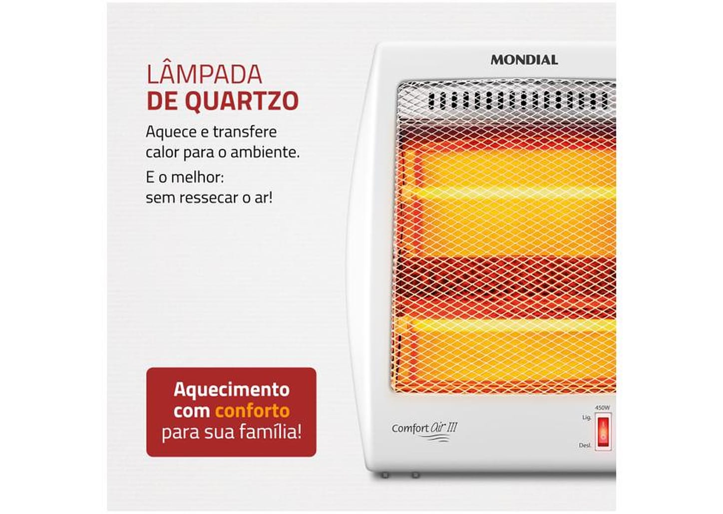 Aquecedor Quartzo Mondial Comfort Air III A-16 Portátil