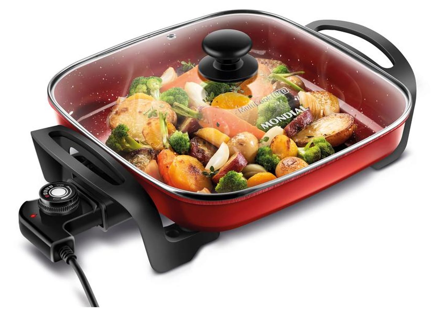 Panela Elétrica Multifuncional Quadrada Mondial - Multicook Red 1200W 4L