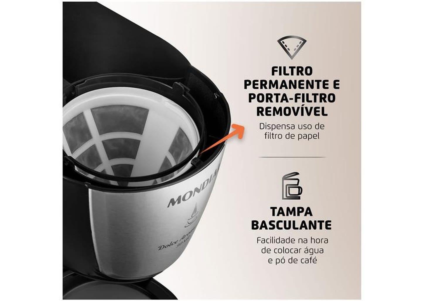 Cafeteira Elétrica Mondial Dolce Arome Jarra Inox 30 Cafés Preta
