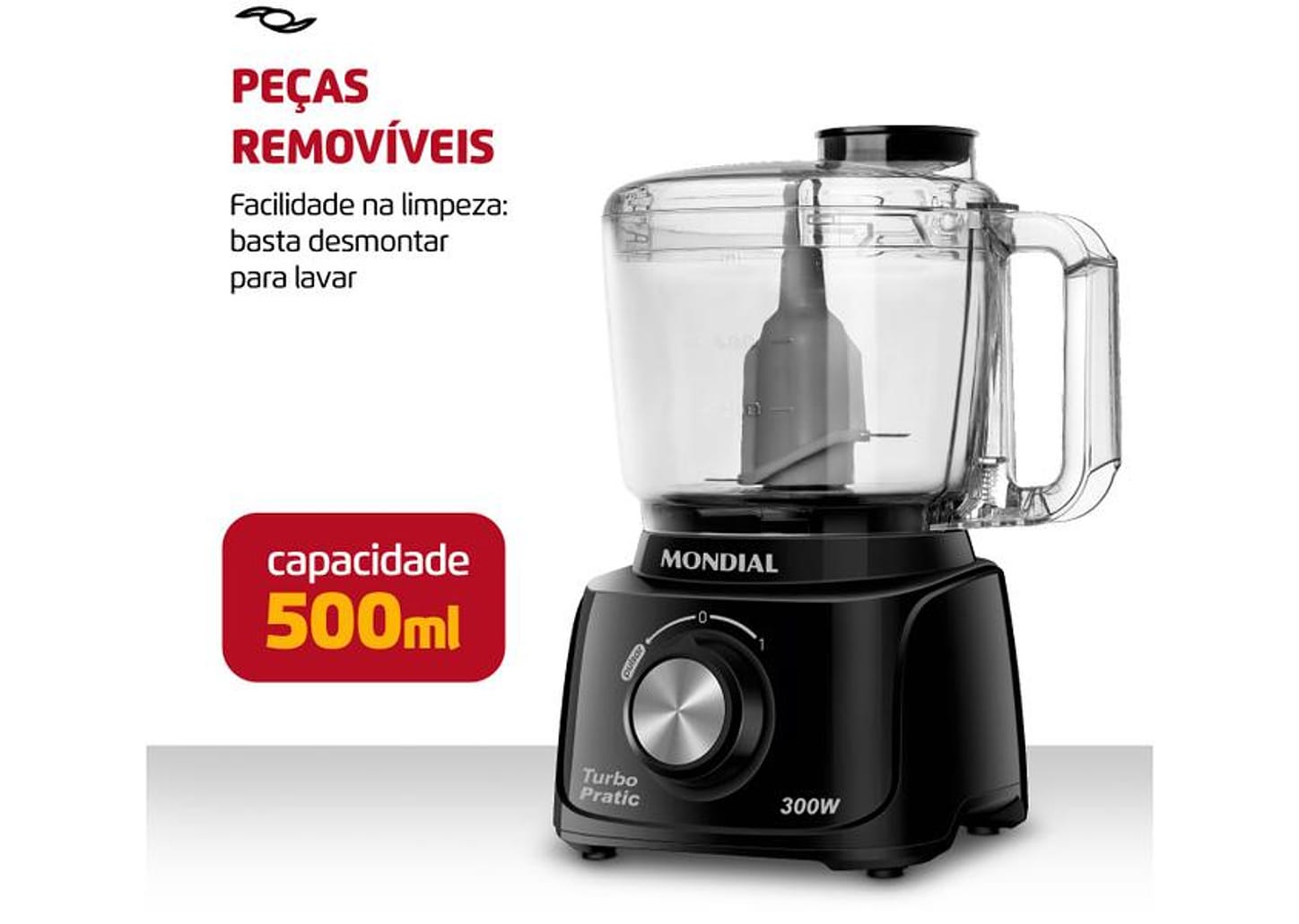Mini Processador de Alimentos Mondial Preto 300W