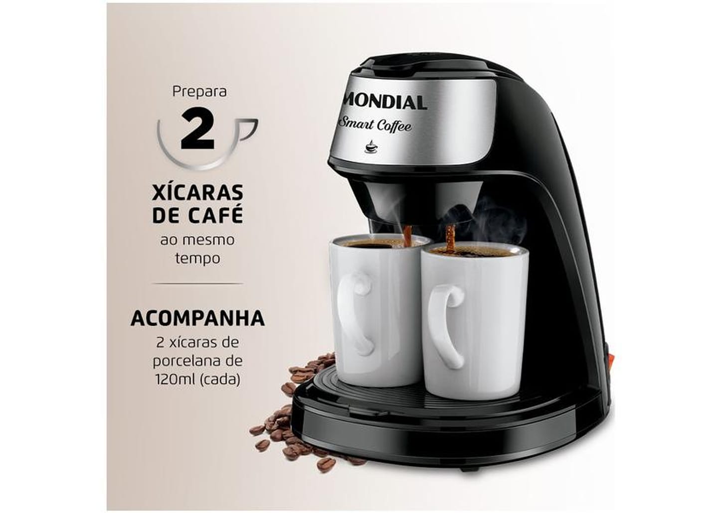 Cafeteira Elétrica Mondial C-42-2X-BI 2 Cafés Preta