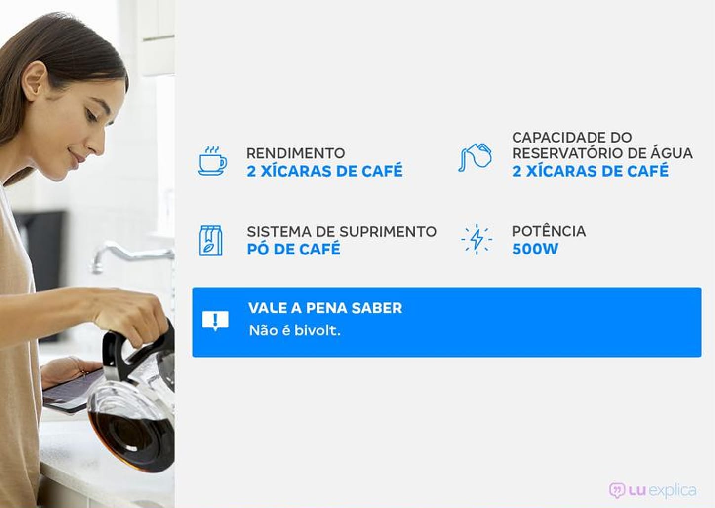 Cafeteira Elétrica Mondial C-42-2X-BI 2 Cafés Preta