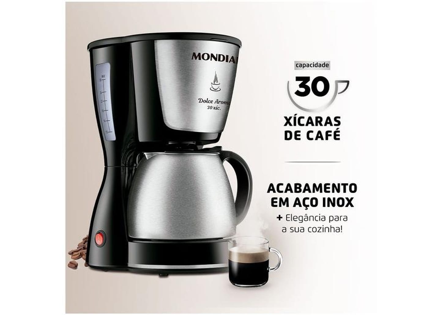 Cafeteira Elétrica Mondial Dolce Arome C-37JI-30X Jarra Inox 30 Cafés Preta