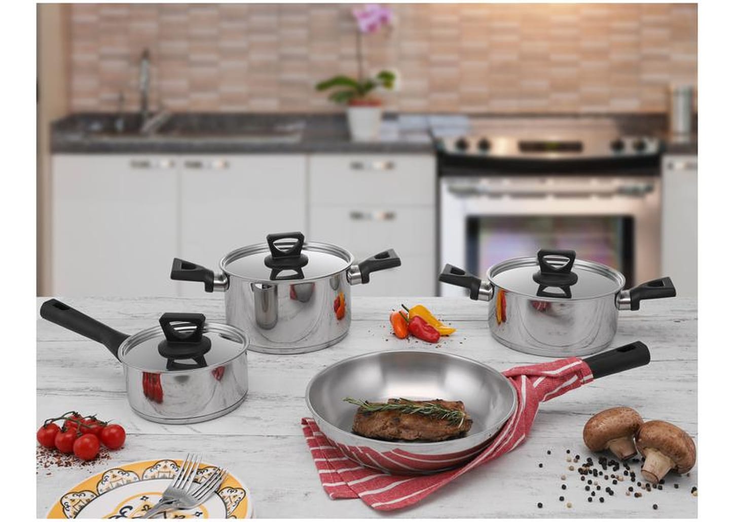 Jogo de Panelas Tramontina Fundo Triplo 4 Peças Brava