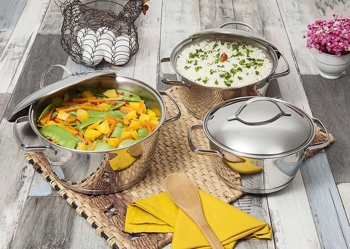 Jogo de Panelas Tramontina Allegra 65660220 Inox - Fundo Triplo 3 Peças