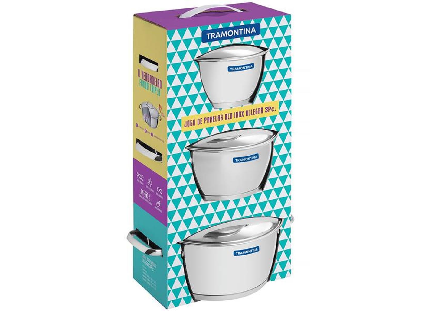 Jogo de Panelas Tramontina Allegra 65660220 Inox - Fundo Triplo 3 Peças