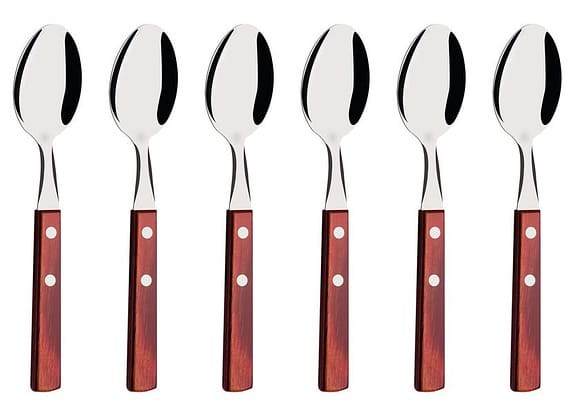 Jogo de Colher Tramontina Polywood Vermelho e Prata 6 Peças