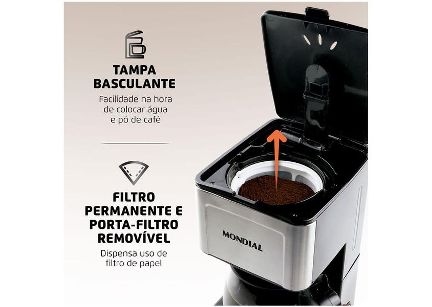 Cafeteira Elétrica Mondial Dolce Arome Timer 32 Cafés Preta