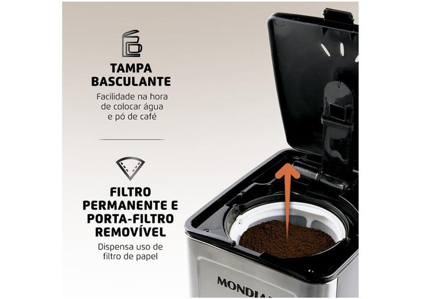 Cafeteira Elétrica Mondial Dolce Arome Digital 32 Cafés Preta e Inox